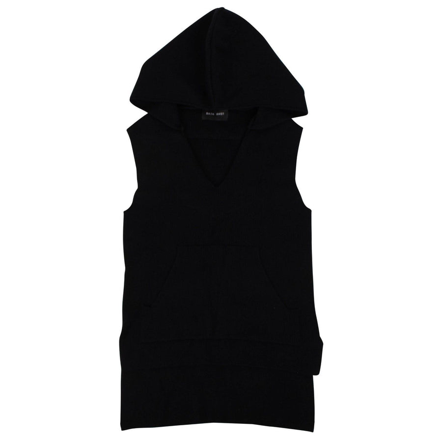 Embassy Ribbed Sleeveless Hoodie - Black