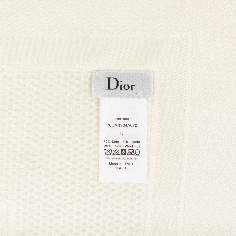 Dior Cannage Silk-Wool Scarf - Ivory