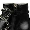 Calfskin Leather Chain Short Boots - Black