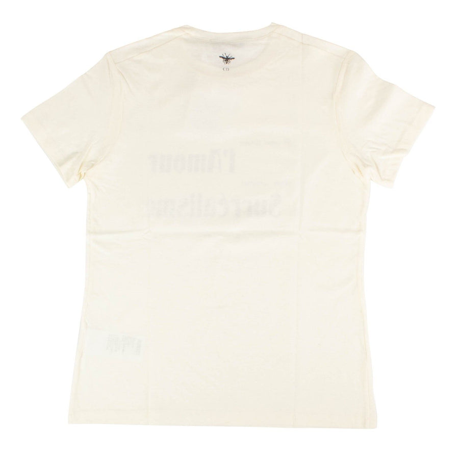 Cotton Blend 'Amour Surrealisme' Logo T-Shirt - Ivory