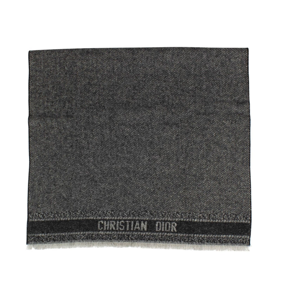 Dior Chevrons Wool Blend Scarf - Gray / Black