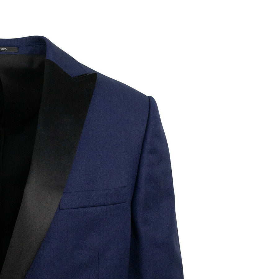 Z ZEGNA Wool Single Button Tuxedo Suit - Blue