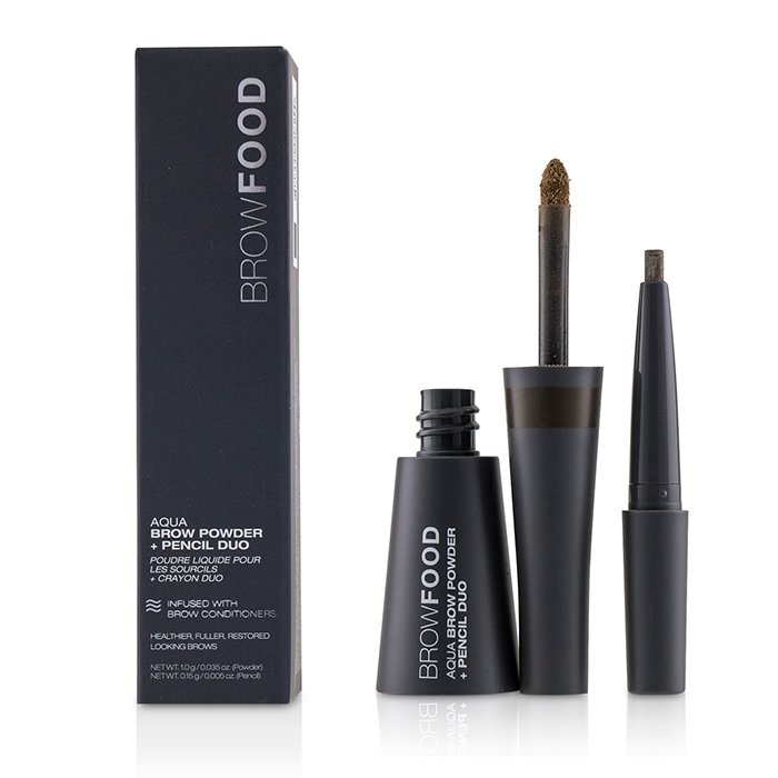 Browfood Aqua Brow Powder + Pencil Duo - # Taupe - -