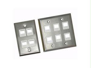 C2g 6-port Double Gang Multimedia Keystone Wall Plate - Stainless Steel