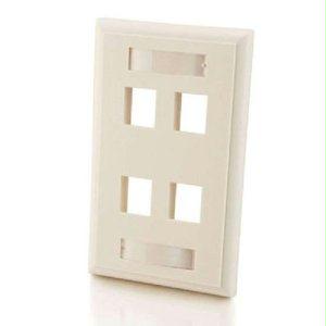 C2g Four Port Keystone Single Gang Wall Plate - White