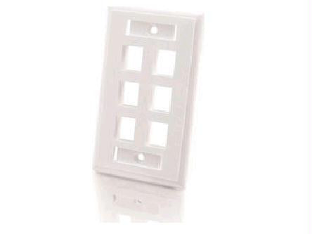 C2g 6-port Single Gang Multimedia Keystone Wall Plate - White