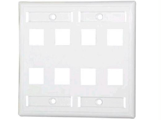 C2g 8-port Double Gang Multimedia Keystone Wall Plate - White