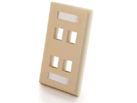 C2g Four Port Keystone Single Gang Wall Plate - Ivory