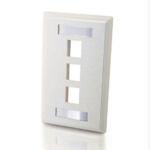 C2g Three Port Keystone Single Gang Wall Plate - White