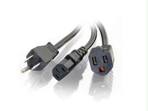 C2g 1.5ft 16 Awg 1-to-2 Power Cord Splitter (nema 5-15p To 1 Nema 5-15 +1 Iec320c13)