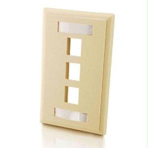 C2g 3-port Single Gang Multimedia Keystone Wall Plate - Ivory