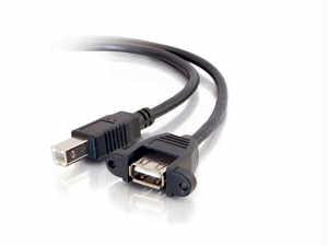 C2g 6in Panel-mount Usb 2.0 A Female To B Male Cable