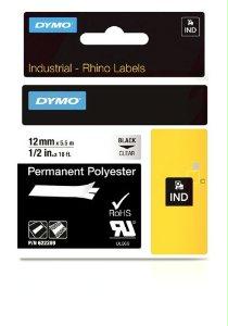 Dymo Rhino 1/2in X 18ft, Clear Permanent Poly Lables