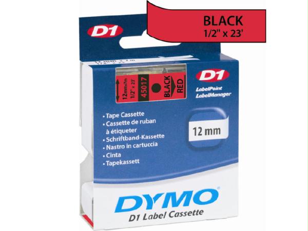 Dymo Black Print/ Red Tape, 1/2 X 23