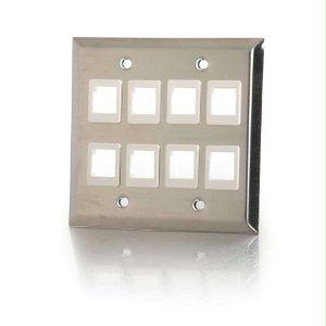 C2g 8-port Double Gang Multimedia Keystone Wall Plate - Stainless Steel