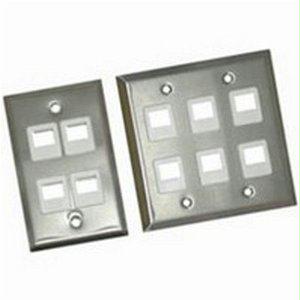 C2g 3-port Single Gang Multimedia Keystone Wall Plate - Stainless Steel