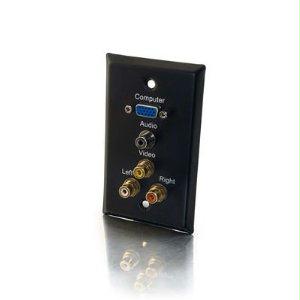 C2g Single Gang Hd15 Vga + 3.5mm + Composite Video + Stereo Audio Wall Plate - Black