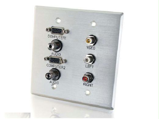 C2g Double Gang (2) Hd15 Vga + (2) 3.5mm + Composite Video + Stereo Audio Wall Plate