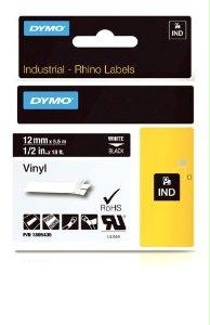 Dymo Rhino 1/2in Black Vinyl-12mm