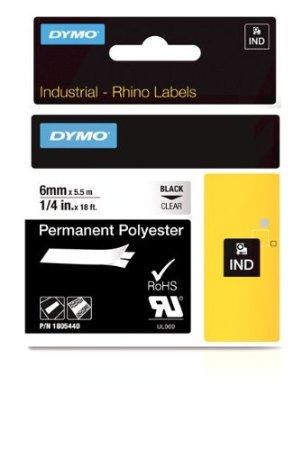 Dymo Rhino 1/4in Clear Perm Poly-6mm