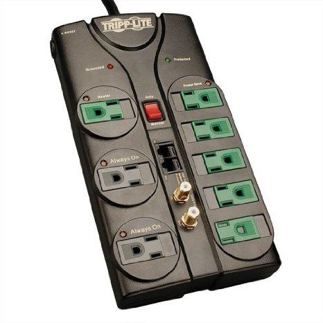 Tripp Lite Eco Green A/v Surge Protector Rj11 Rj45 Coax 8 Outlet 8feet  Cord