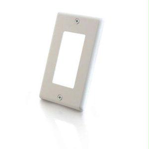 C2g Decorative One Cutout Metal, Single Gang Wall Plate - White