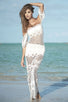 Three Piece Long Beach Netting Dress with Top and Skirt