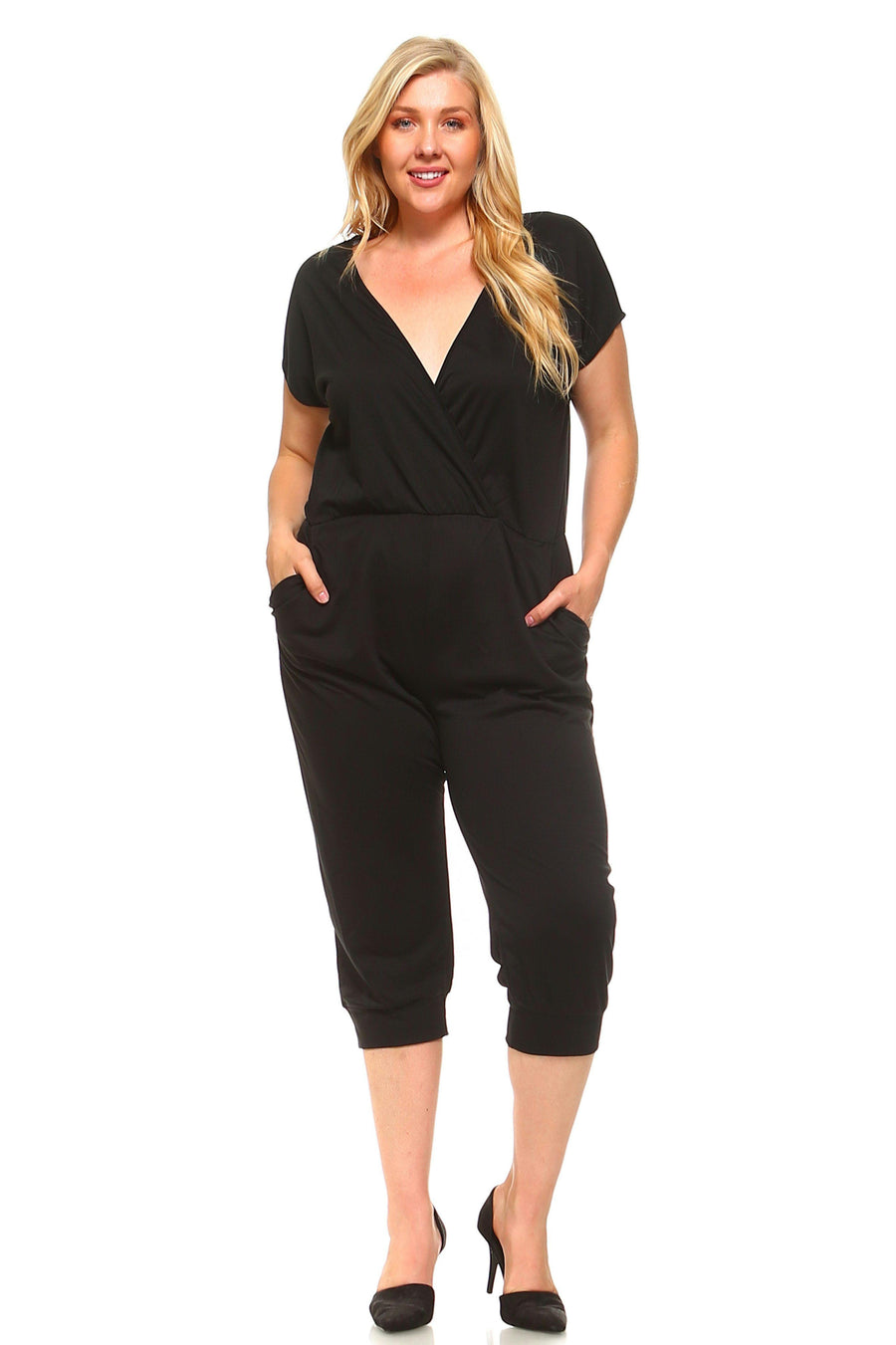 Women's Plus Size V-Neck T-shirt Jumpsuit