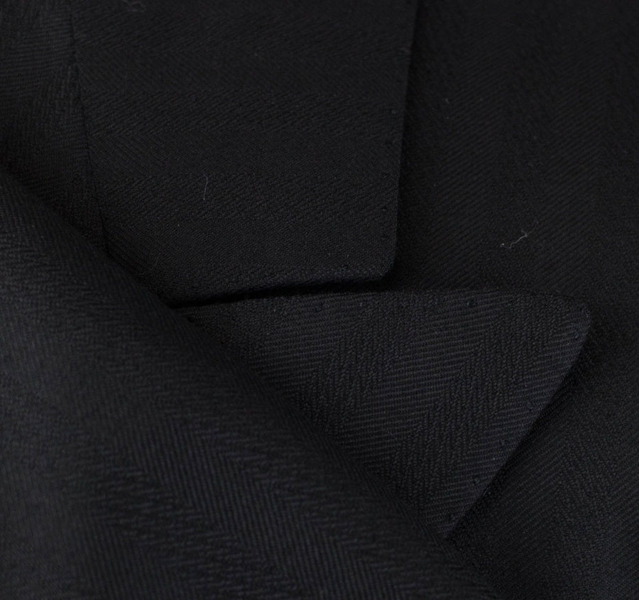 Super 150's Wool Double Breasted Suit - Black