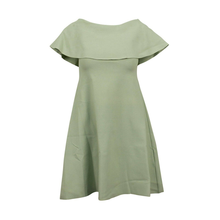 Knit A-Line Caped Knee Length Dress Size - Green