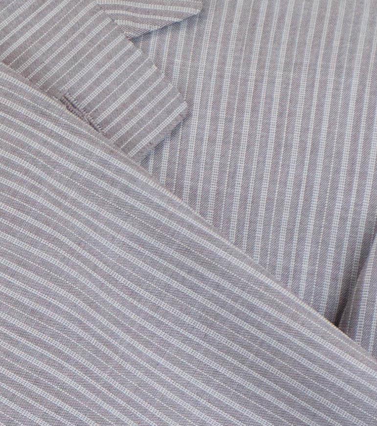 Drop 6 Striped Wool 3 Button Suit - Gray