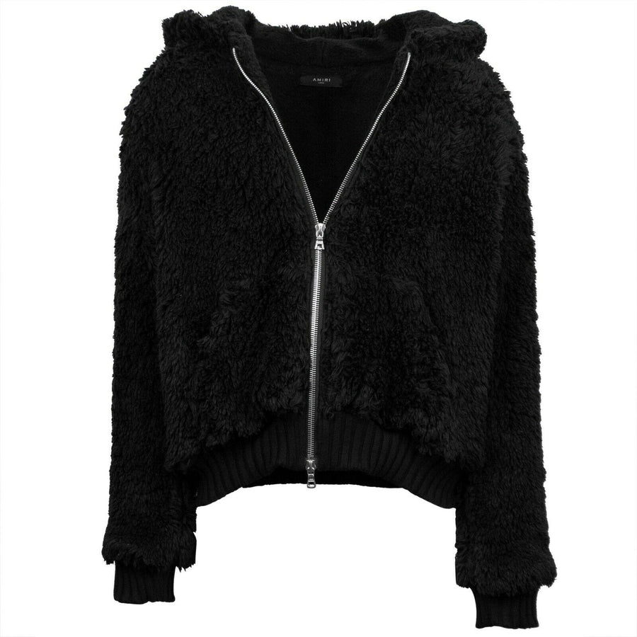 Sherpa Zip Hoodie Sweater Jacket - Black