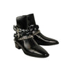 Patent Leather Bandana Ankle Boots - Black