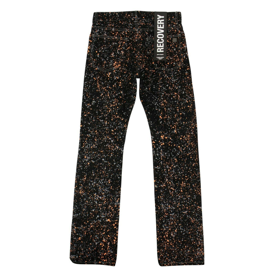 Cotton Paint Splattered Denim Jeans - Black