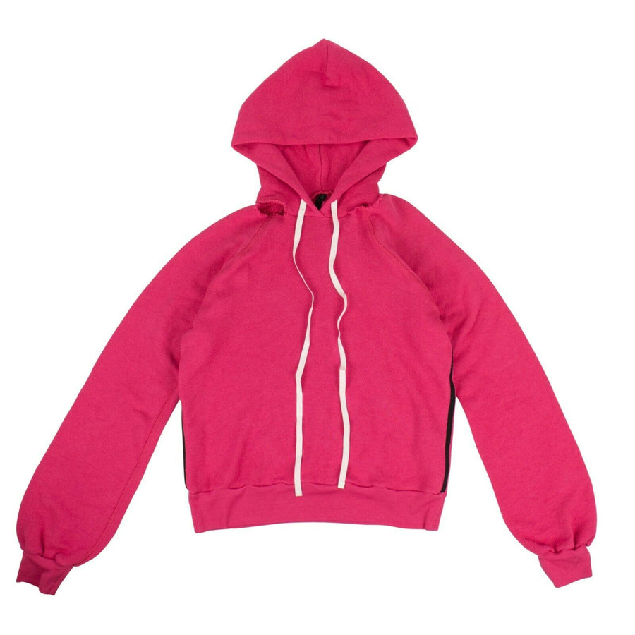 Cotton Cut Out Shoulder Hooded Sweatshirt - Pink