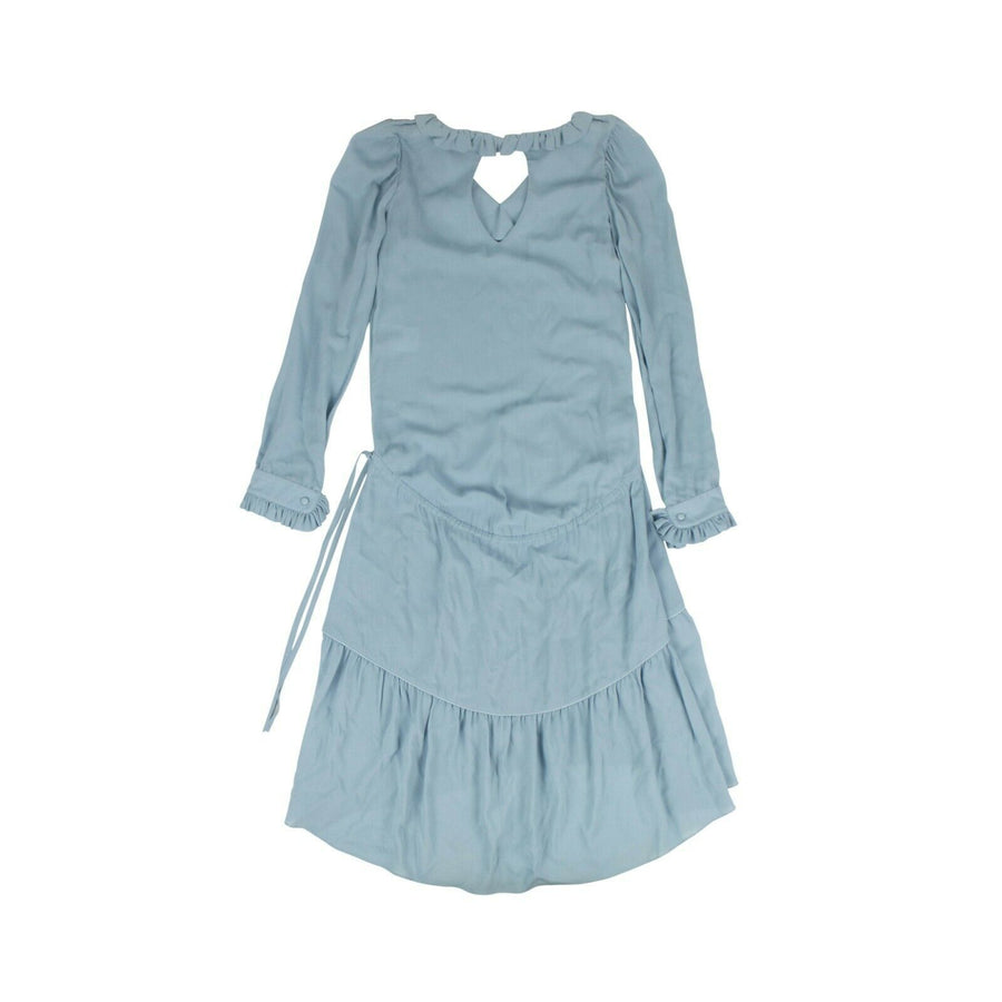 Georgette Long Sleeve Dress - Light Blue