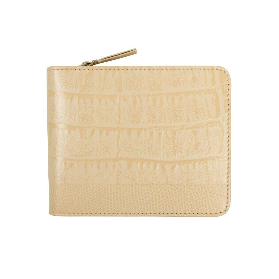 Reptile Leather Patchwork Cardholder Wallet - Beige