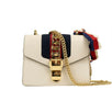 Sylvie Leather Mini Chain Bow Shoulder Bag - White