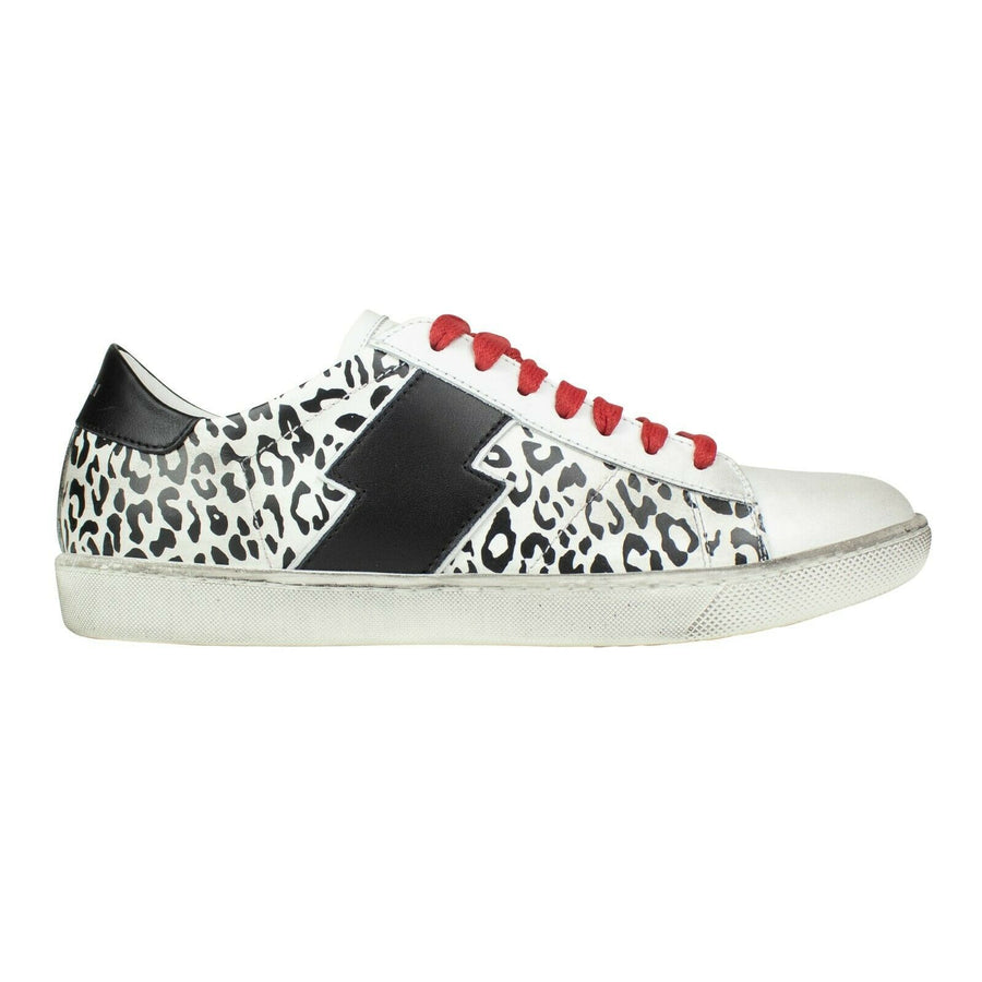 Viper Snow Leopard Leather Sneakers - White / Black