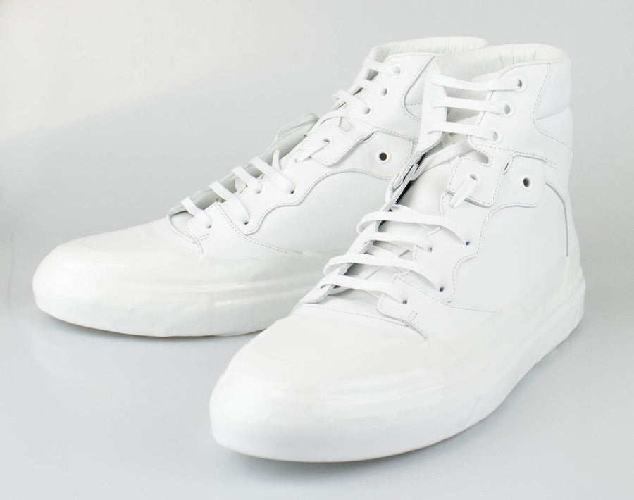 Leather High-Top Sneakers - White