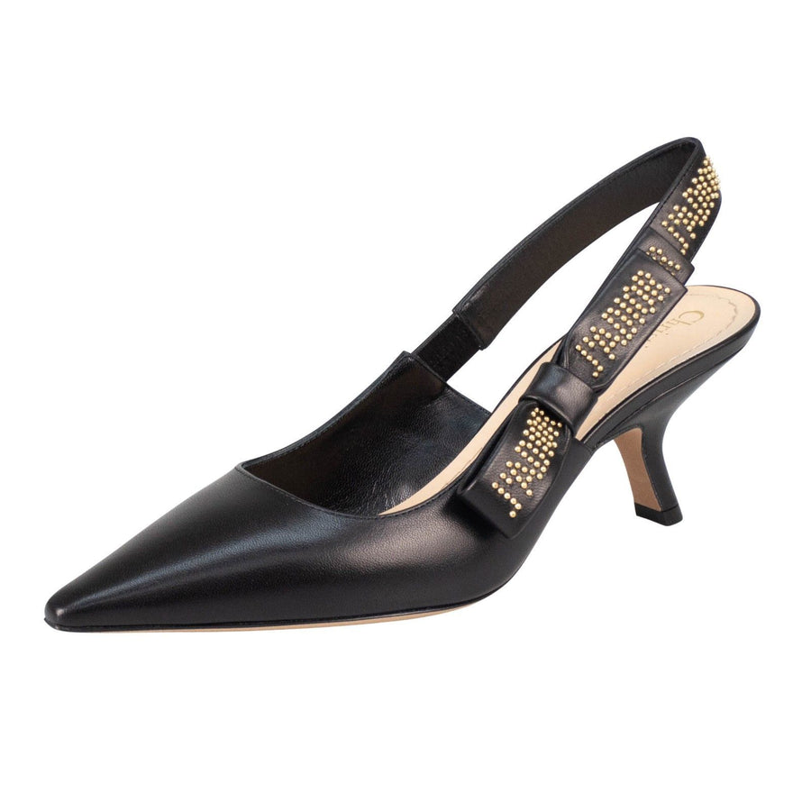 J'ADIOR Leather Slingback Pumps - Black / Gold