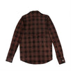 Genuine Leather Plaid Button Down Shirt - Burgundy / Black