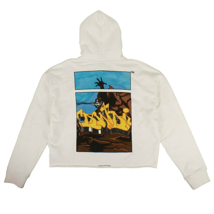 Graphic Printed Hooded Sweater - White