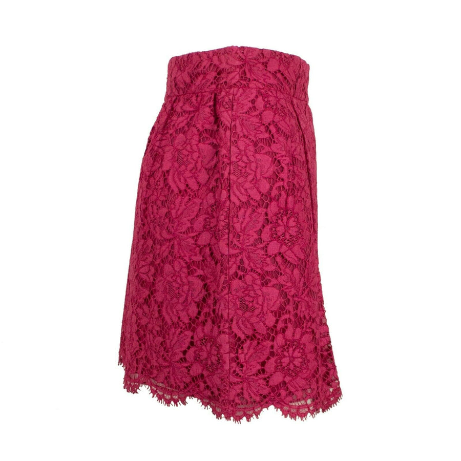 Lace Pleated Skirt - Fuchsia