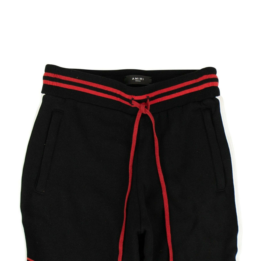 Cotton Red Striped And Logo Lounge Sweatpants - Black