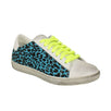 Men's Leather Viper Neon Leopard Low Sneakers - Blue