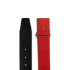 Leather Silver 'CL' Logo Belt - Black/Red