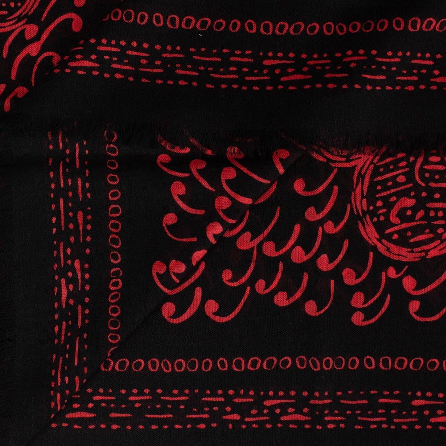 Paisley Cards Cashmere-Silk Scarf - Red / Black