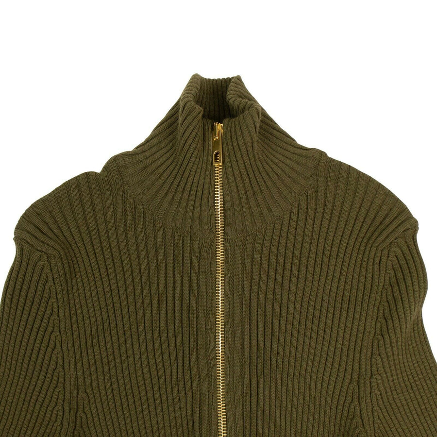 Ribbed Knit 3/4 Sleeve Sweater Top - Olive Green