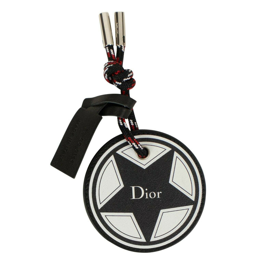 CHRISTIAN DIOR HOMME Leather Star Key Chain - Black And White